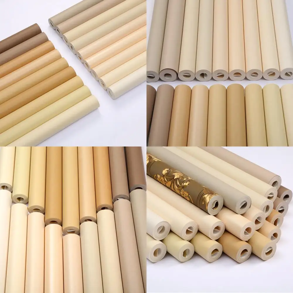 

Beige Solid Smooth Wallpaper for Bedroom Living Room Hotel Restaurant Minimalist Modern Neutral Brown Theme Wallpaper