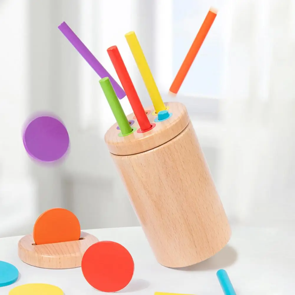Hand-eye Coordination Game Wooden Montessori Color Sorting Toy Set for Toddlers Fine Motor Skills Learning Game with Colored