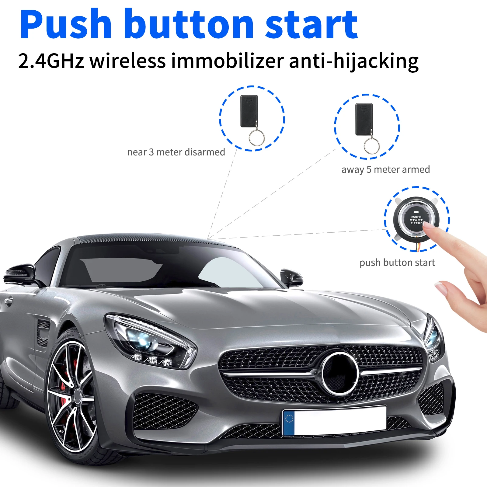 The new 12V intelligent one-click start car 2.4G lock anti-theft anti-robbery anti-hijacking system