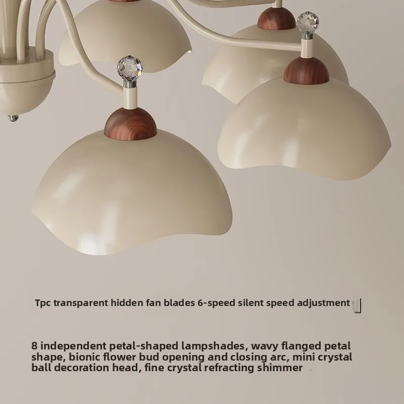 Living room ceiling fan light, cream wind eggshell integrated invisible silent fan light
