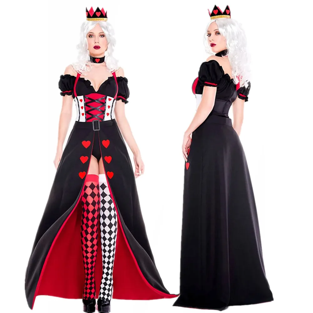ハロウィンコスチューム-ポーカー-ハートの女王コスチューム-大人女性用-コスプレ