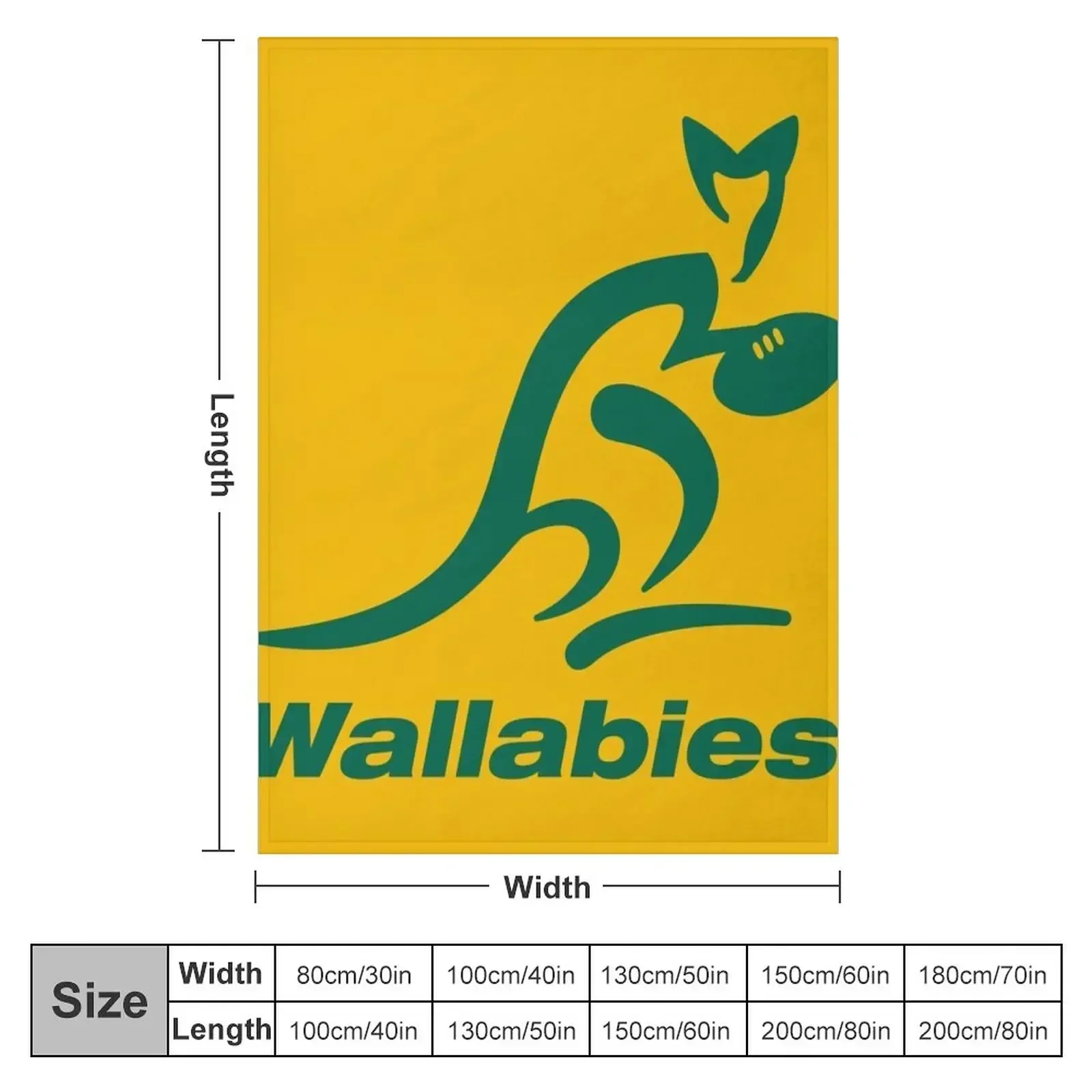 Australia Rugby Wallabies Yellow Wallaby Throw Blanket Custom wednesday Hairy Personalized Gift blankets ands Blankets
