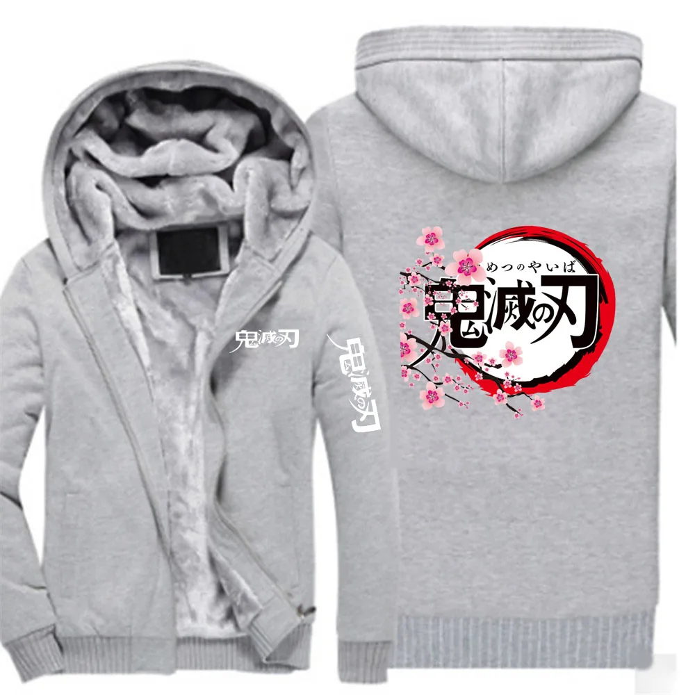Anime Demon Slayer 2025 New Men Zip Up Hoodies Casual Fleece Sweatshirt Half Dome Full Zip Hooded Thicken Warm Coat Jacket view 4