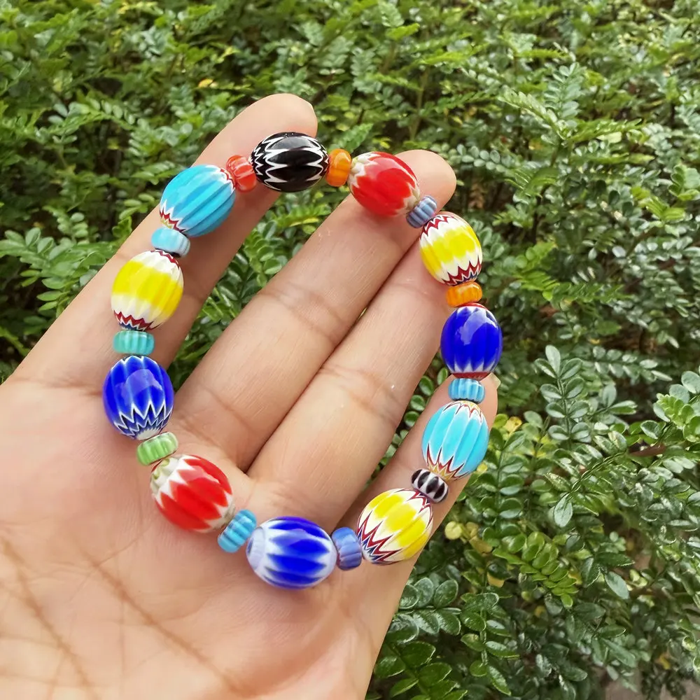 1pcs Nepal Thousand Flower Glass Bracelet Ethnic Style Colorful Pattern Glass Bracelet, Small and Unique Bracelet