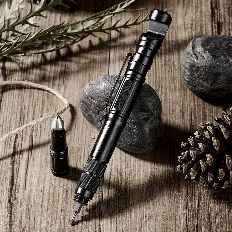 Tactical Pen Tungsten Steel Head Tactical Pen Multi Functional Self-defense Pen with Phone Holder Multipurpose Screwdriver Head