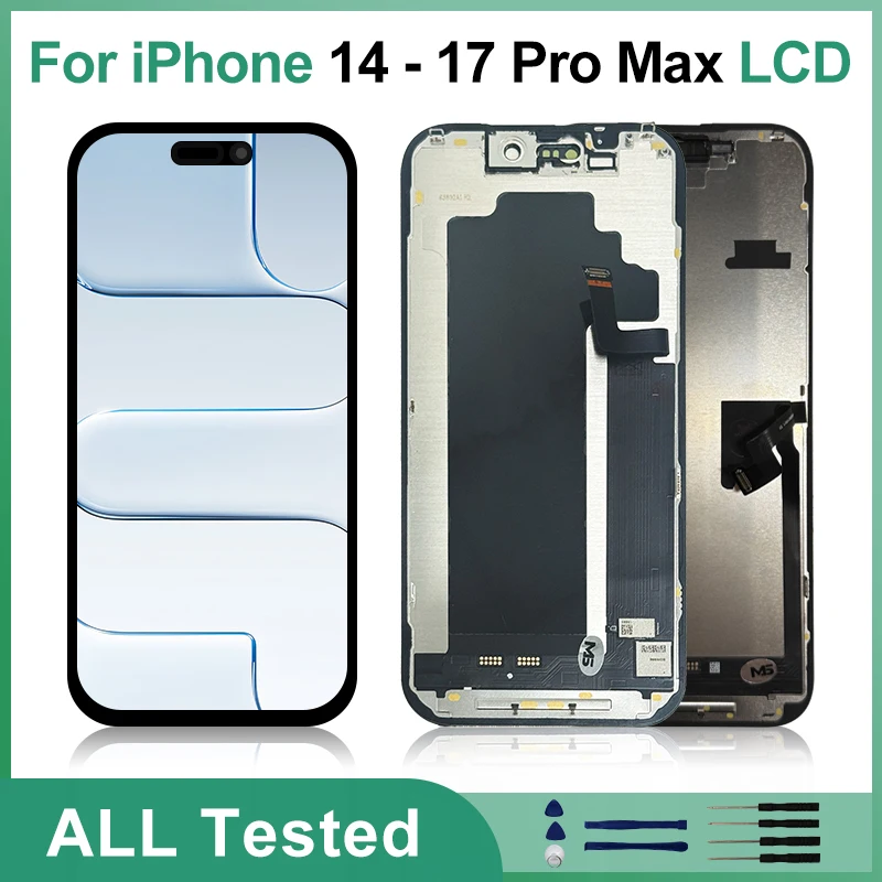 Tela OLED para iPhone 17 Pro Max, Digitalizador de Tela Sensível ao Toque LCD para iPhone 15, 16 Pro Max, Display para 14 Plus, 14 Pro Max, LCD X, 15 Plus, 15 Pro