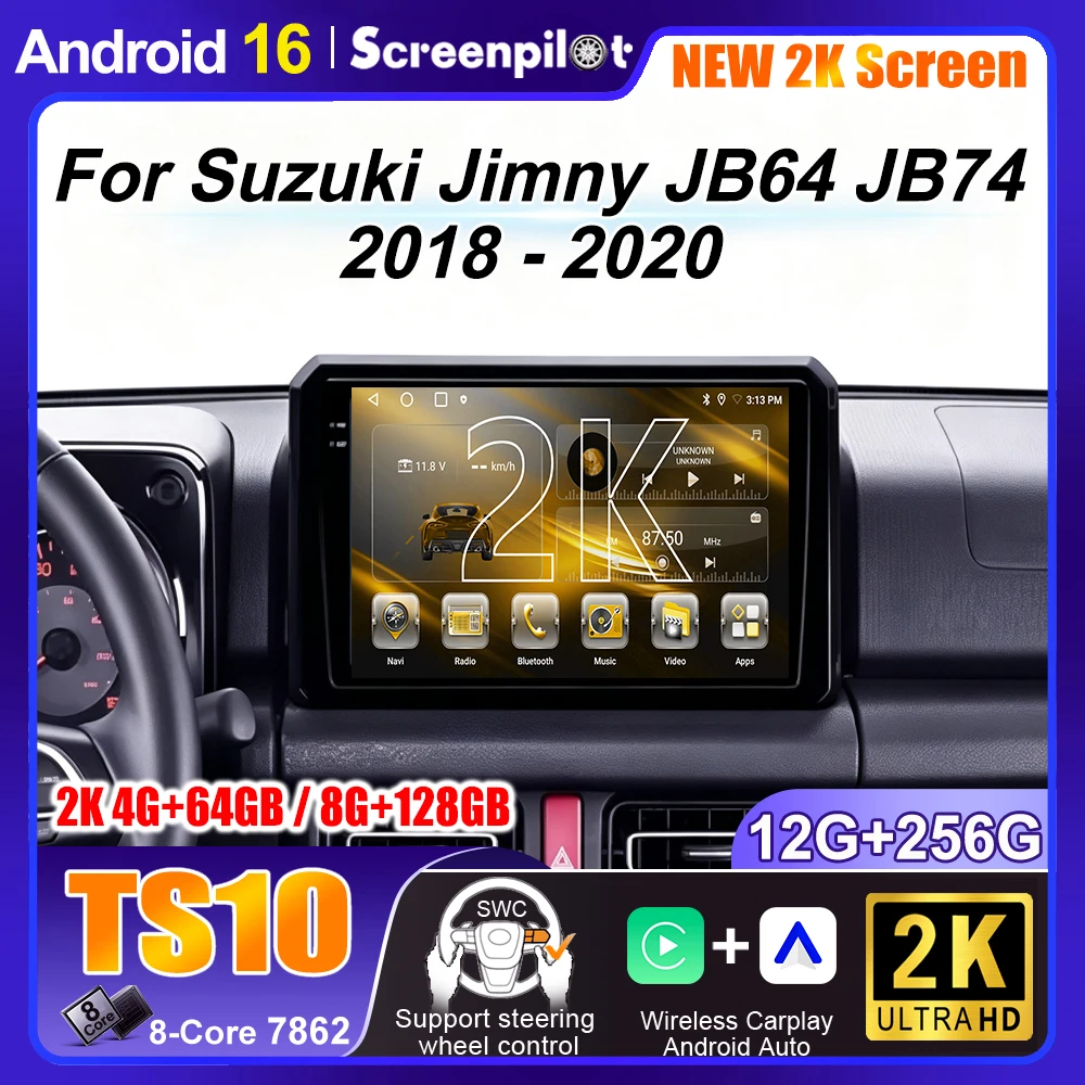 9inch Android 16 For Suzuki Jimny JB64 JB74 2018 2019 2020 Wireless Carplay Auto Multimedia Stereo Player GPS Navigation WiFi 5G