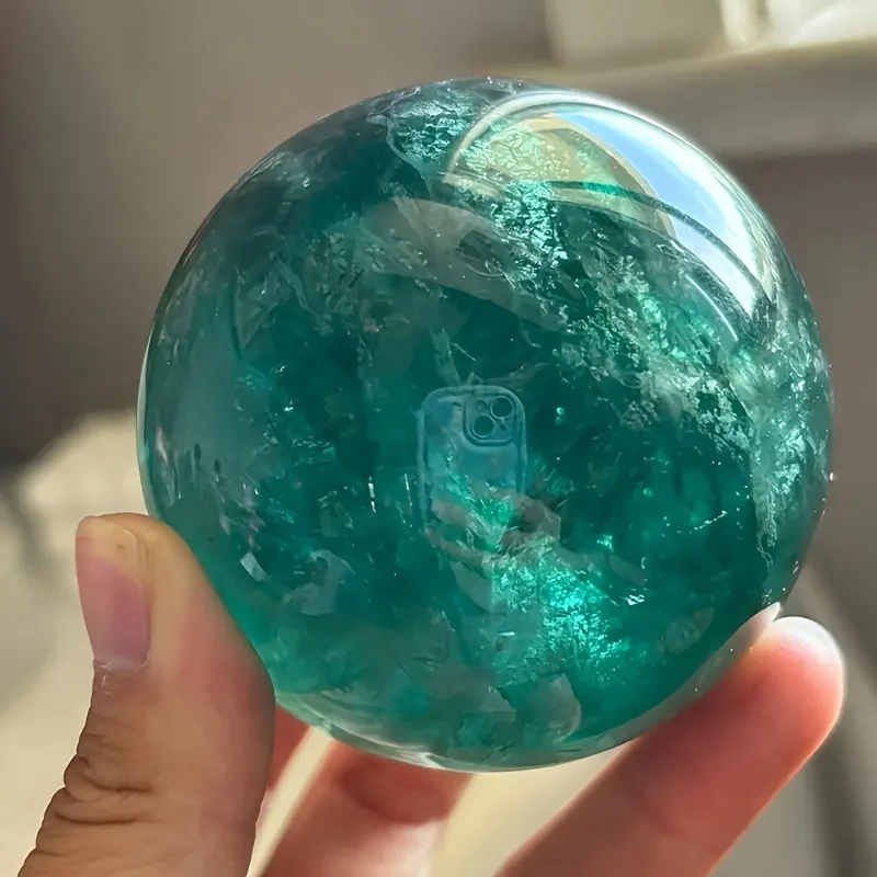 1 natural green fluorite crystal ball, polished surface, chakra gift, suitable for holidays and special occasions.