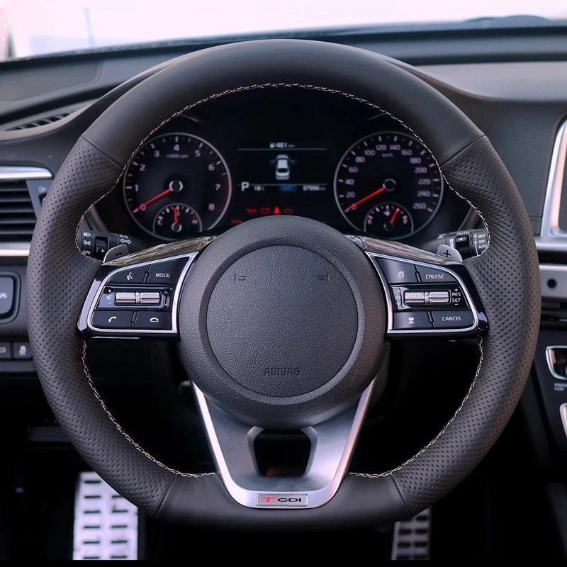 

Hand-Stitched Non-slip Durable Nappa Leather Steering Wheel Cover For KIA Sportage K5 Car Interior Accessories