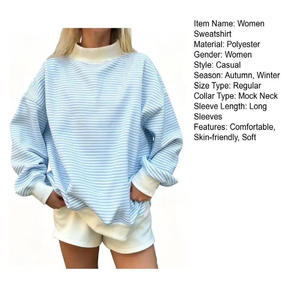 Women Retro Patchwork T-shirt, Long Sleeve Crew Neck Loose Ladies Fall Casual Striped Top Streetwear