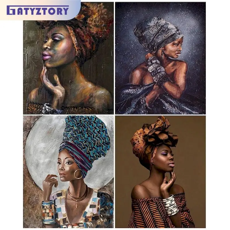 

GATYZTORY African Woman Paint By Number Drawing On Canvas HandPainted Painting Art Gift DIY Pictures By Number Kits Home Decor