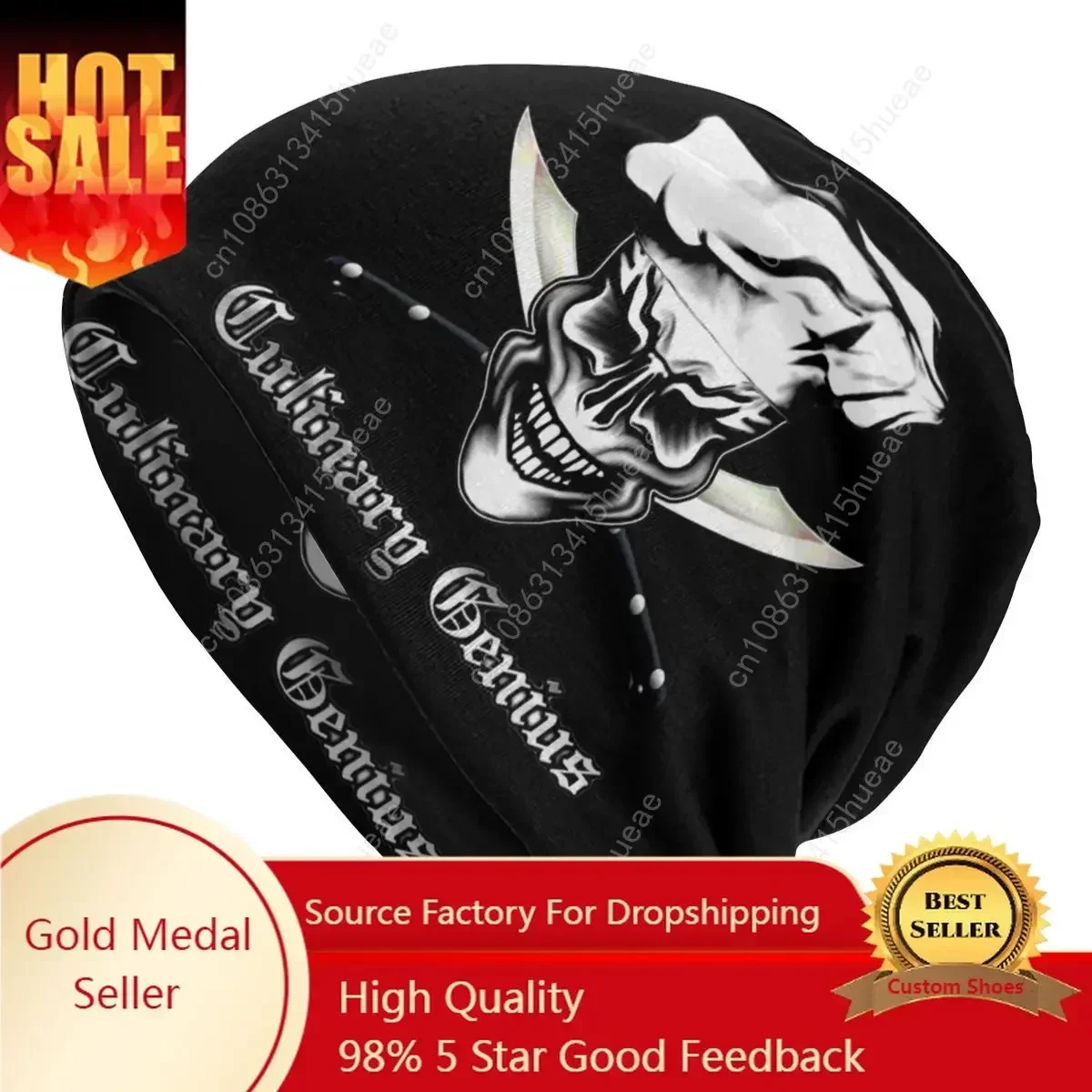 

Culinary Genius Skull Chef Slouchy Beanie Hat Men Women Cooking Pirate Fashion Knitting Skullies Beanies Cap for Winter Ski