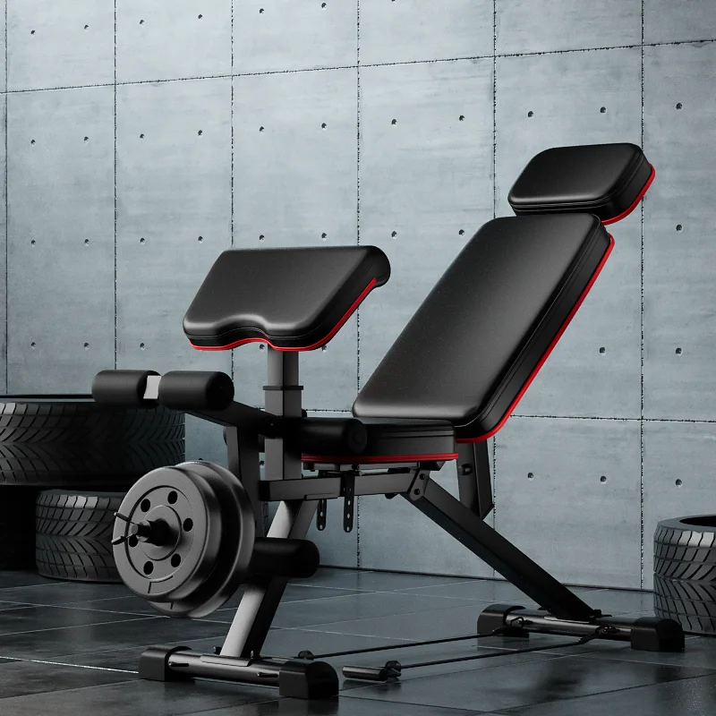 Crystal SJ706 Home Gym Workout Bench Foldable Steel Incline Decline Benches with Leather Adjustable Strength Training Rack