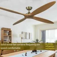 Now the 60 inch ceiling fan DC 85V-260V frequency conversion home living room dining room solid wood 4-leaf Nordic retro fan