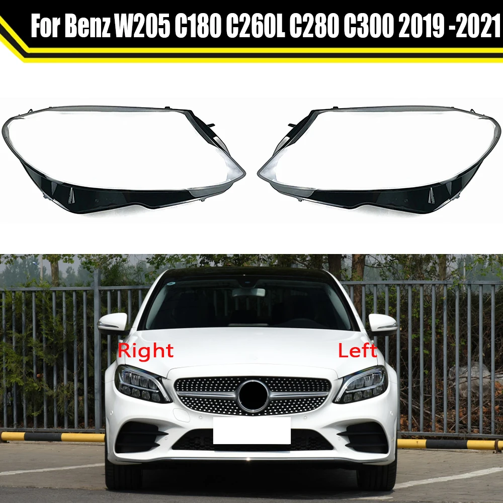 

Car Front Lampshade Caps Headlight Shell Cover For Mercedes-Benz W205 C180 C260L C280 C300 2019 2020 2021 ​Auto Glass Lens Case