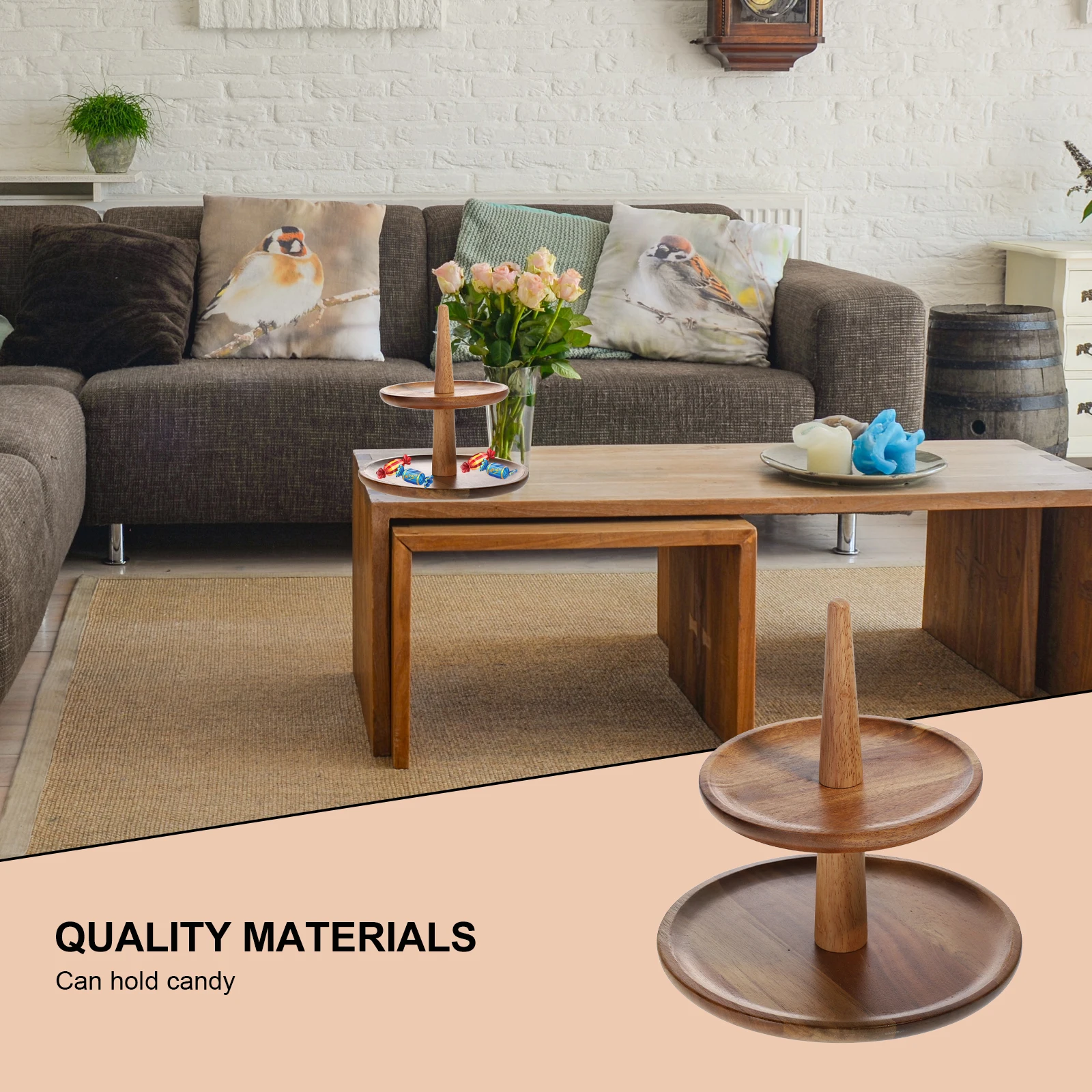 

Solid Wood Fruit Stand Tray Platter for Parties Rack Serving Platters Entertaining Display Holder