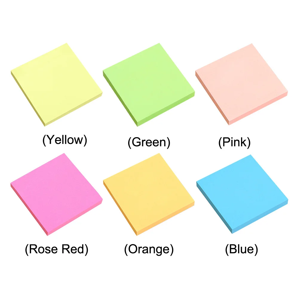 Sticky Notes Self-Stick Pads 100 แผ่น Square Memo Pads Tearable Bright สี Sticky Pads เขียนได้อุปกรณ์เสริม