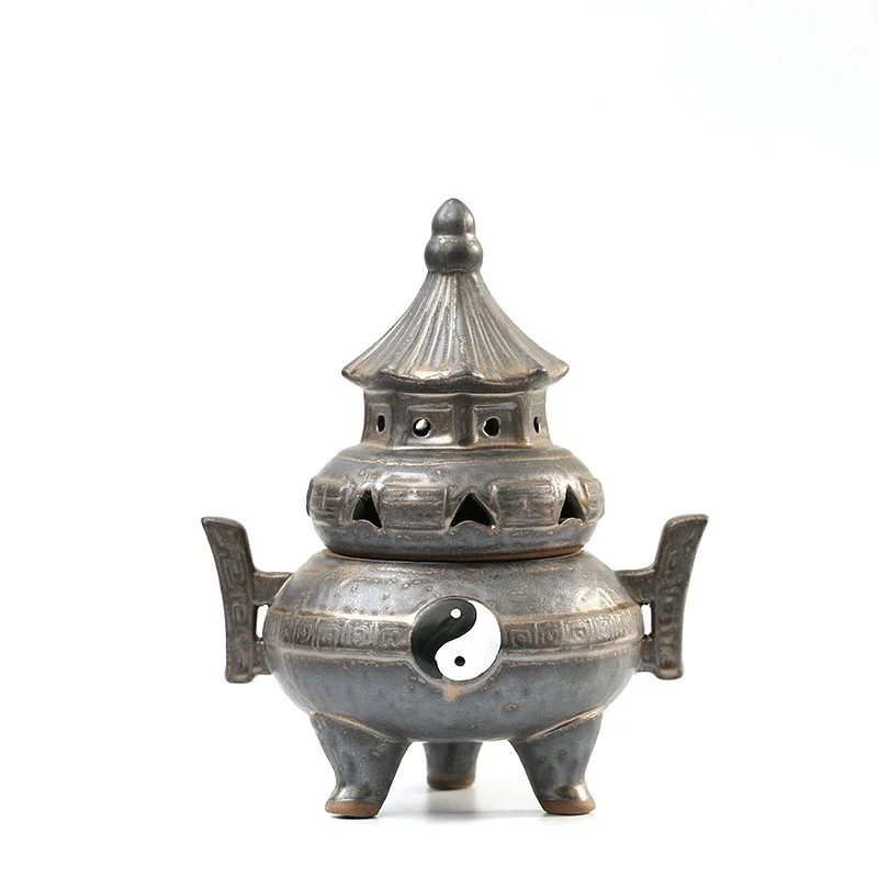 Ceramic Incense Coil Burner Creative Home Gossip Incense Burner Decoration Zen Taiji Decoration Tea Ceremony CraftsIncenseBurner