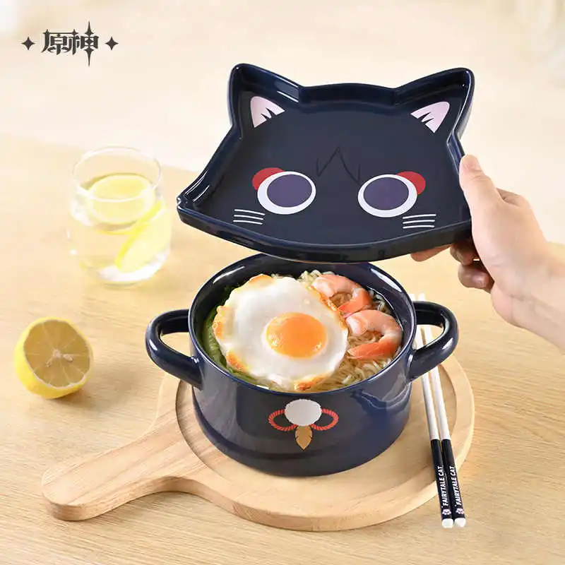 Official Game Wanderer Ceramic Bowl Genshin Impact Wanderer Ceramic Tableware Fairy Tale Cat Series Balladeer Bowl Gifts