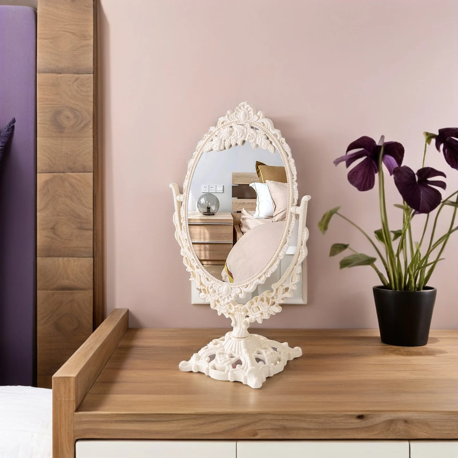 Elegant European Vintage Makeup Mirror Retro Tabletop Desk Vanity Mirror for Bedroom Home Decor Makeup Mirrors