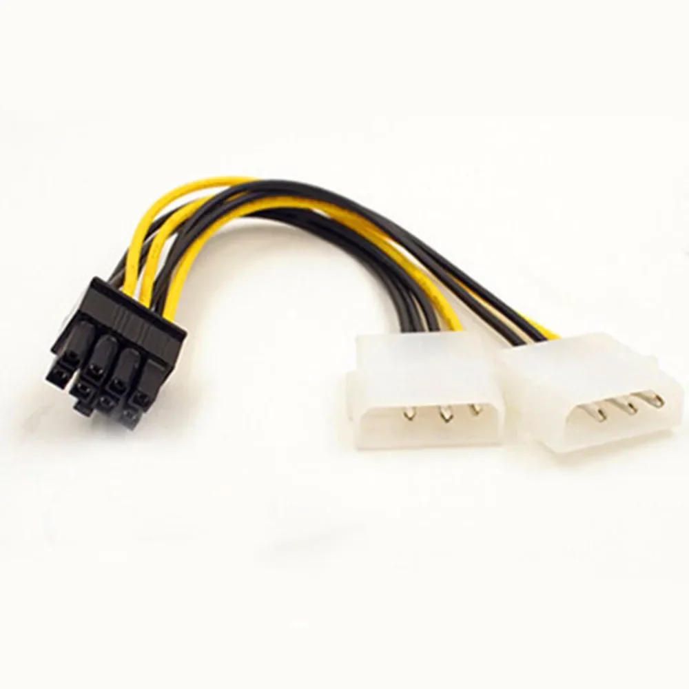 18cm 8Pin To Dual 4Pin Video Card Power Cord Y Shape 8 Pin PCI Express To Dual 4 Pin Molex Graphics Card Power Cable Adapter