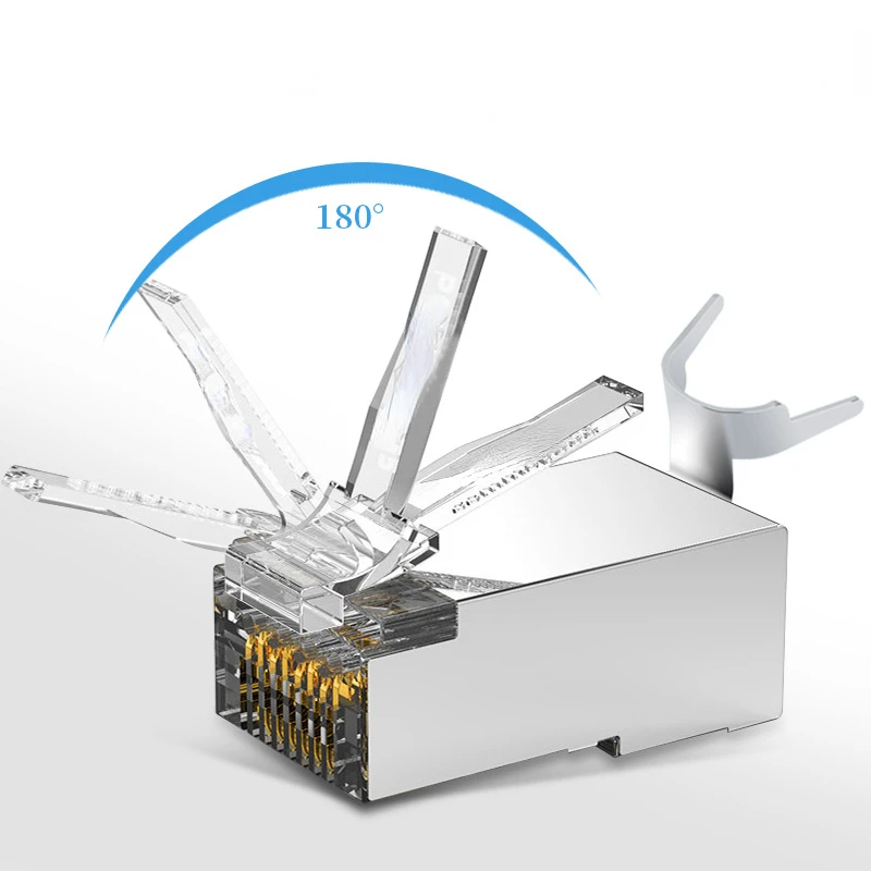 Cat 7 8P8C Network RJ 45 Cable Crimp Ethernet Connector LAN 10Pcs CAT7 Metal Shielded RJ45 Connectors Modular Plug