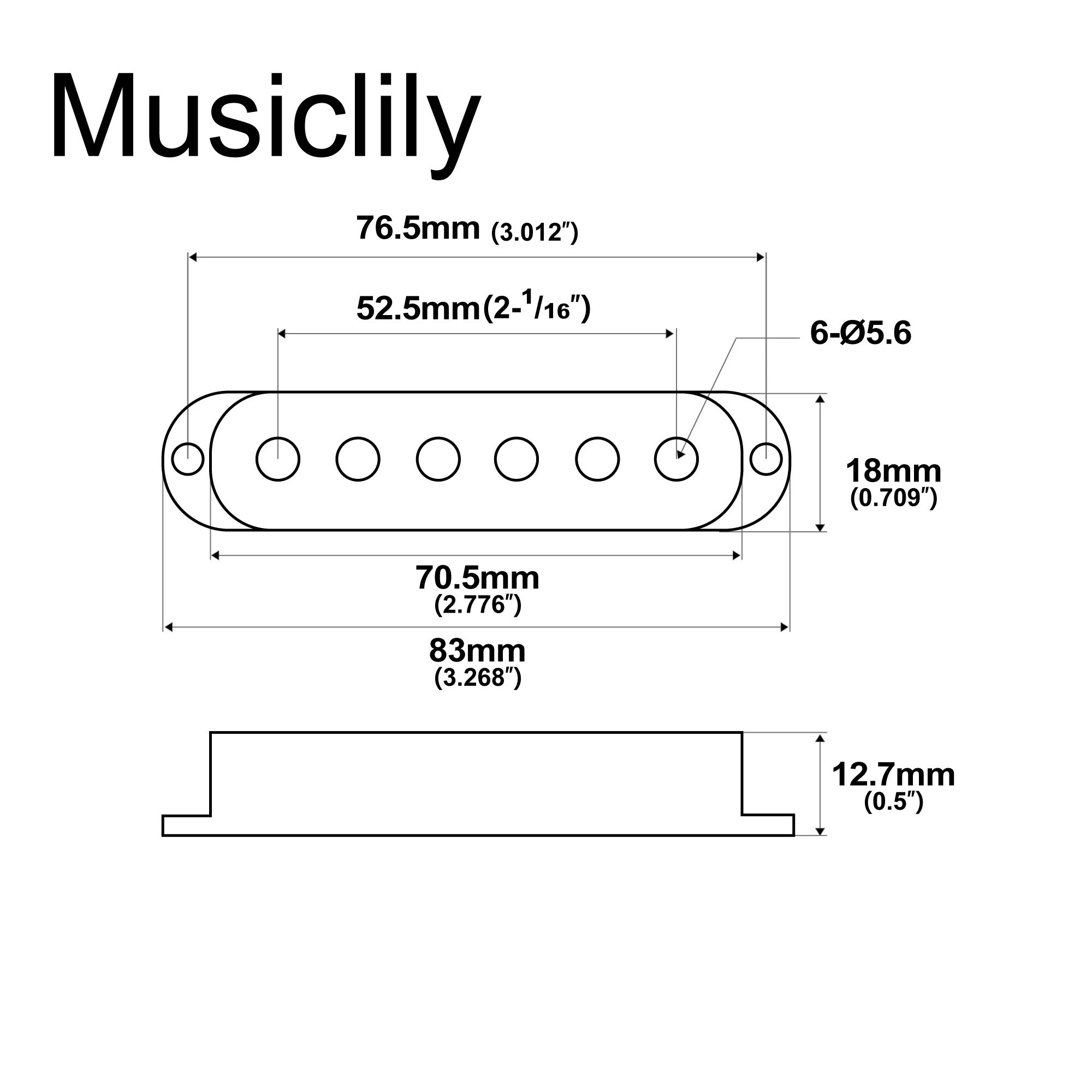 Musiclily Pro Plastic Guitar Single Coil Pickup Covers for USA/Mexico ST (Set of 3)