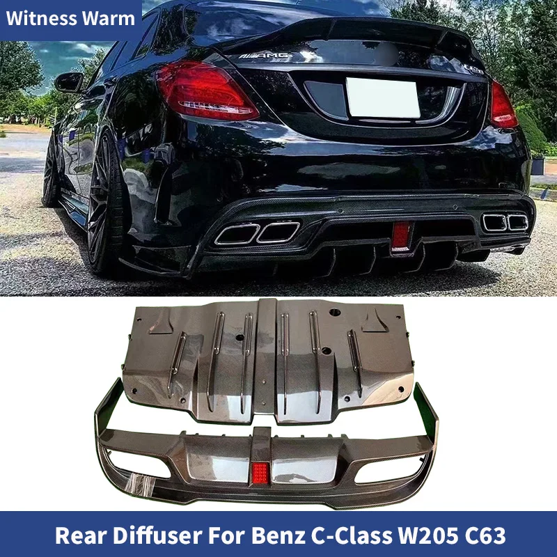 

Carbon Fiber Rear Diffuser Bumper Shovel Lip Spoiler For BENZ C Class W205 AMG C63 Sedan 2015-2021 Modification