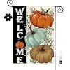 Fall Pumpkins Garden Flag 12.5 x 18 Inch Double Sided Harvest Autumn Eucalyptus Leaves Welcome Thanksgiving Holiday Small Bu llz