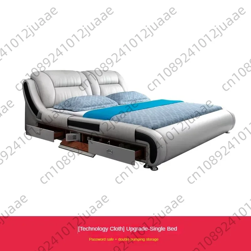Modern Luxury Double Bed Multi-Function Projector Light Smart Tatami Technology Cloth Bed Master Bedroom Soft Bag Living Room - view 3