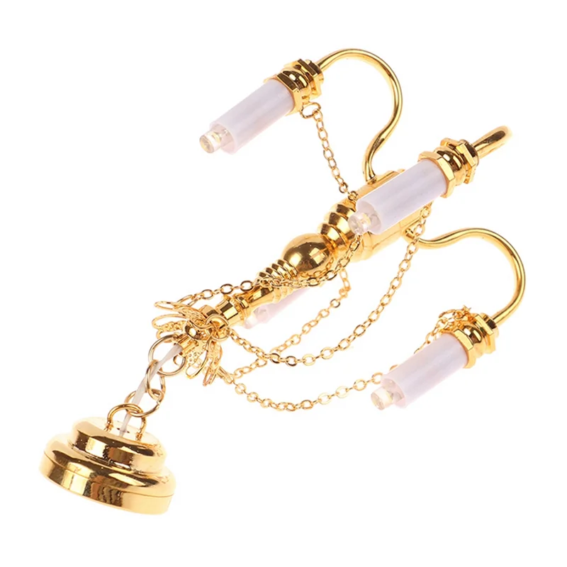 HOT 1:12 Dollhouse Mini 4 Arm Ceiling Lamp Chandelier LED Lamp Wall Light Model Home Decor Dollhouse Decoration