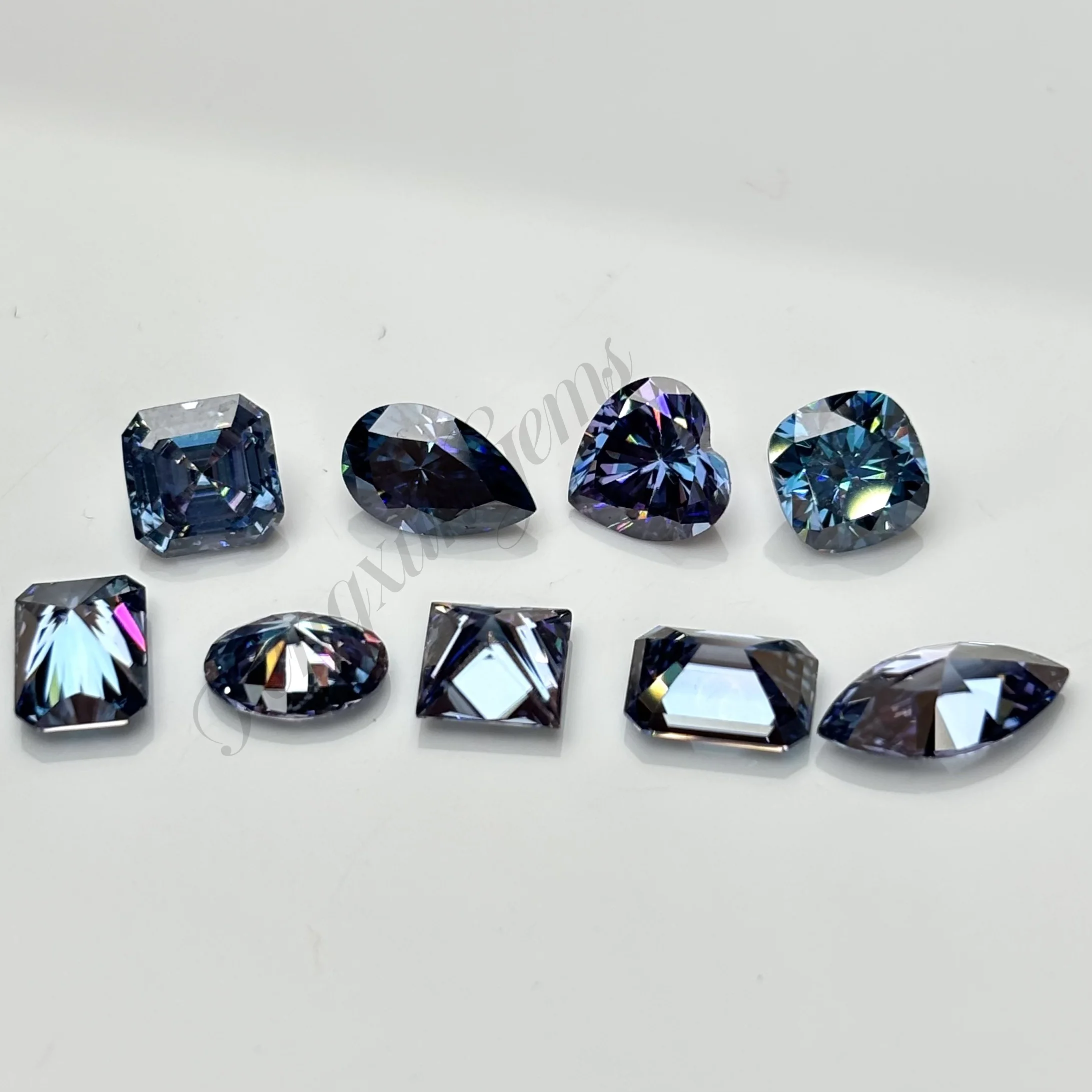 Sapphire Blue 0.5ct~5ct Loose Moissanite Stone Pear/Marquise/Asscher Cut Lab Grown Diamonds Pass test With Certificate For Ring