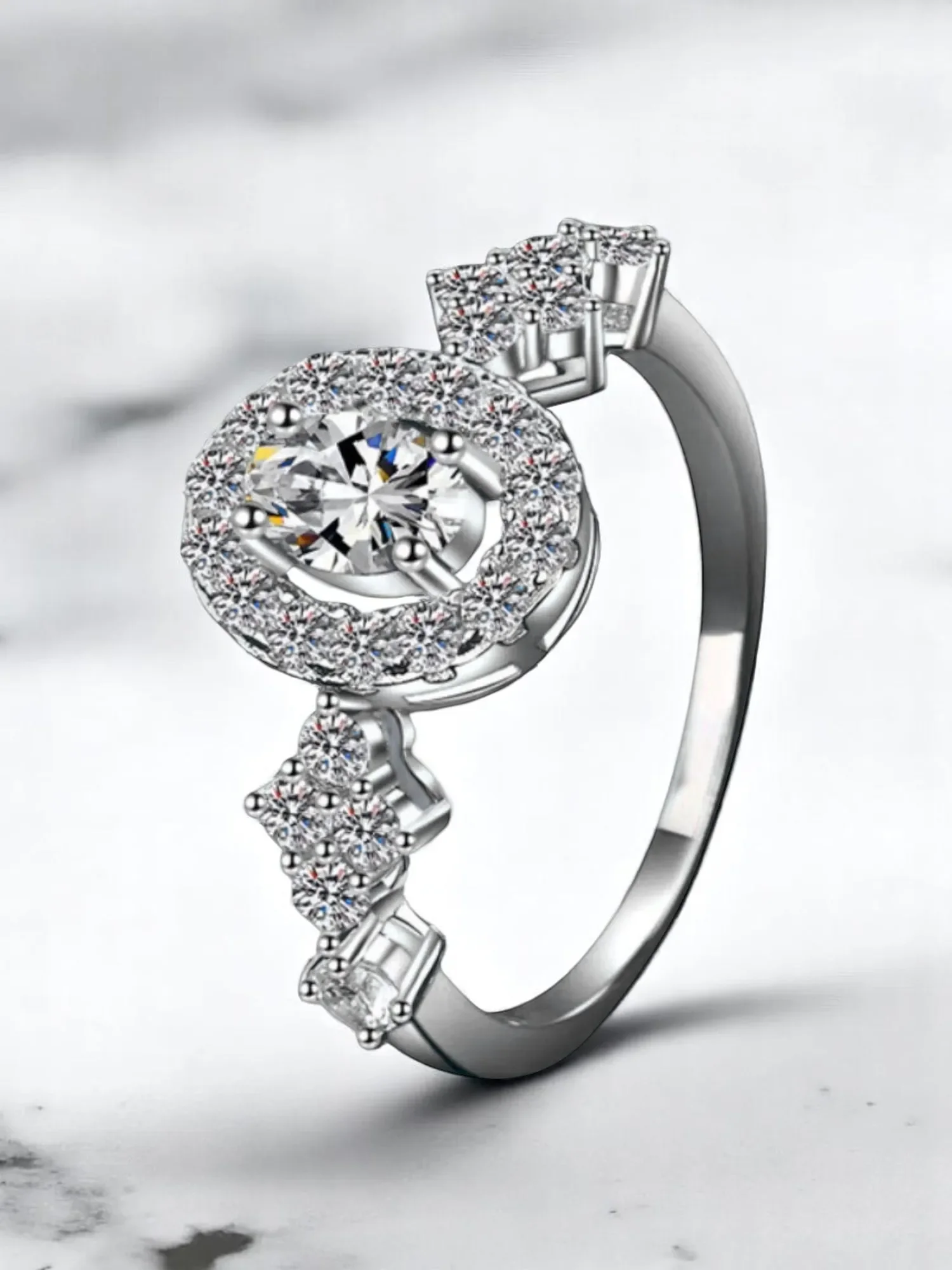 خاتم مويسانيتي أزرق من الفضة الإسترليني عيار 925 VVS1 للسيدات على الموضة الفاخرة 0.5 قيراط مجوهرات راقية مع شهادة #3