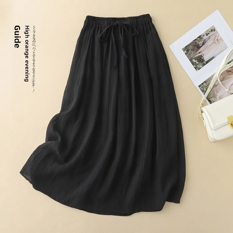 

Элитная омолаживающая юбка-полусолнце большого размера с художественным дизайном, новая женская летняя двухслойная юбка-полусолнце, стройнящая черная юбка с высокой талией А-силуэта