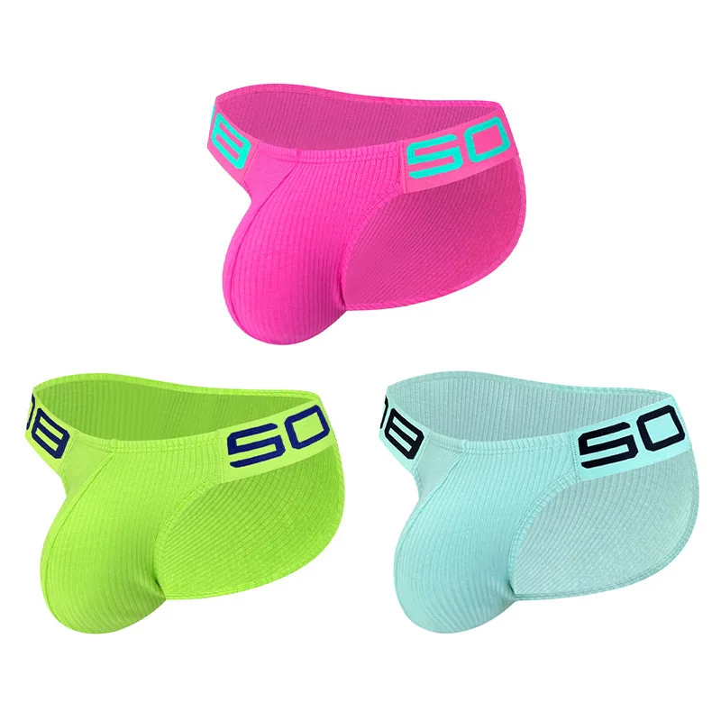 3pcs Men's Low-Waist Briefs Breathable U-Pouch Thigh-Lift Comfortable Active Style Solid Color Fashion Triangle
