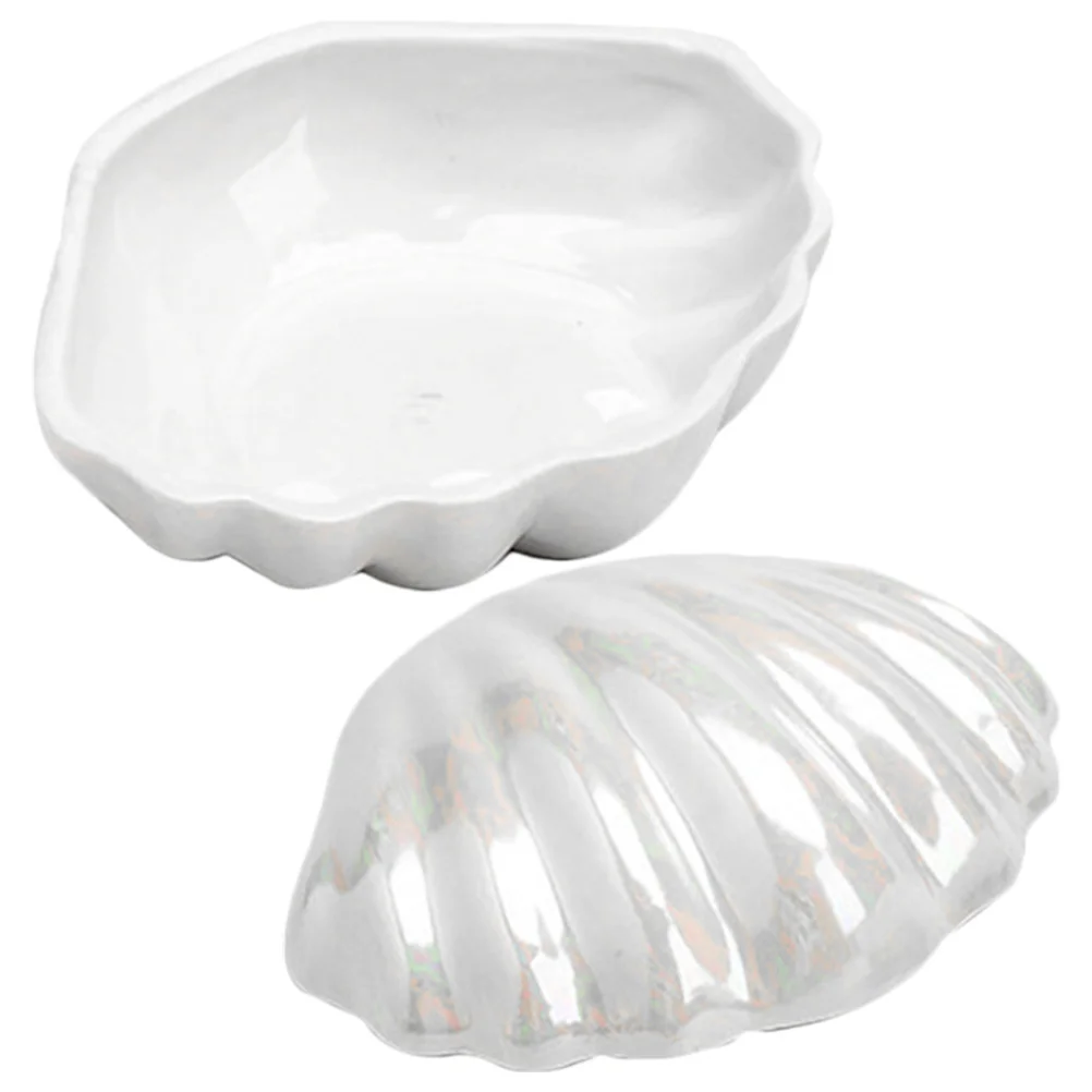 

Elegant Ceramic Shell Jewelry Box Organizer Earrings Necklace Bracelets Storage Case Gift Wrapping Shell Shaped Jewelry Box