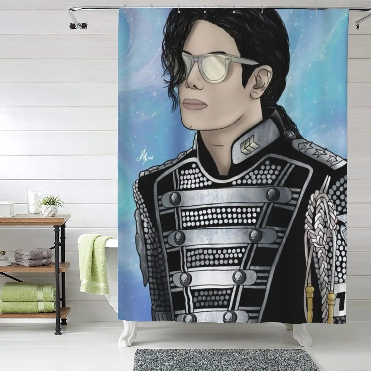 

Занавеска для душа с изображением Майкла Джексона, музыкантов, певцов и танцоров, полиэстеровая, водонепроницаемая, с крючками