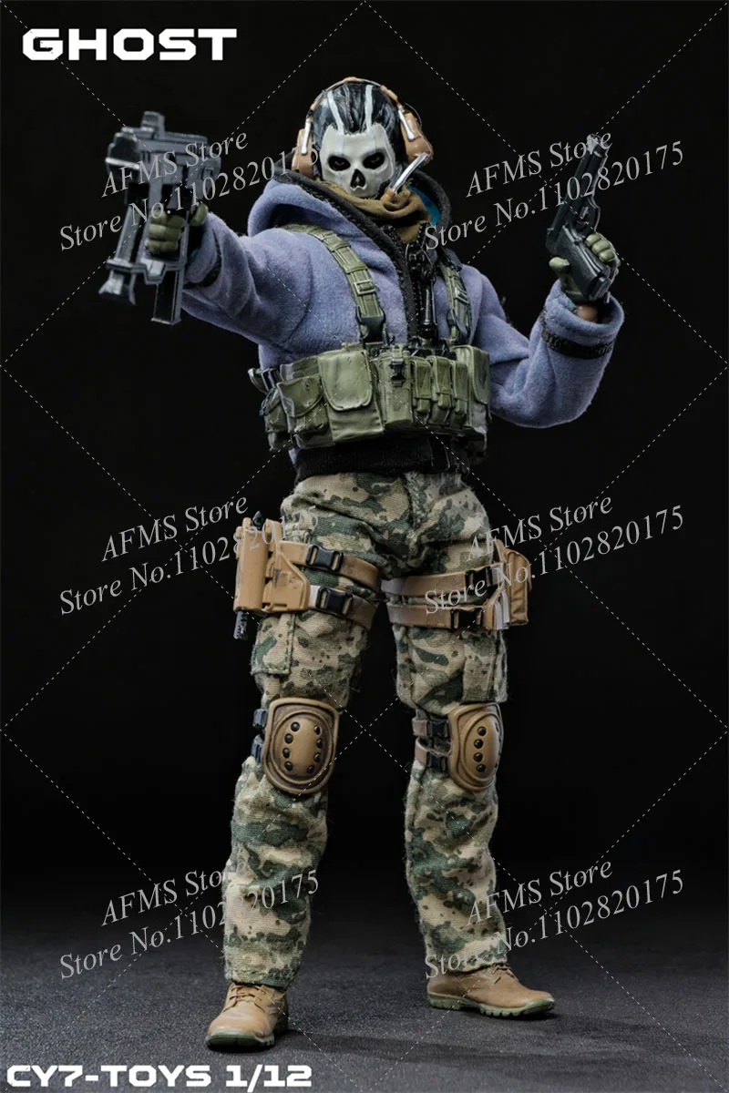CY7 TOYS Figurka kolekcjonerska w skali 1/12 Ghost Mini Military War Collection Dolls Pełny zestaw 6-calowych męskich figurek żołnierzy Model akcji