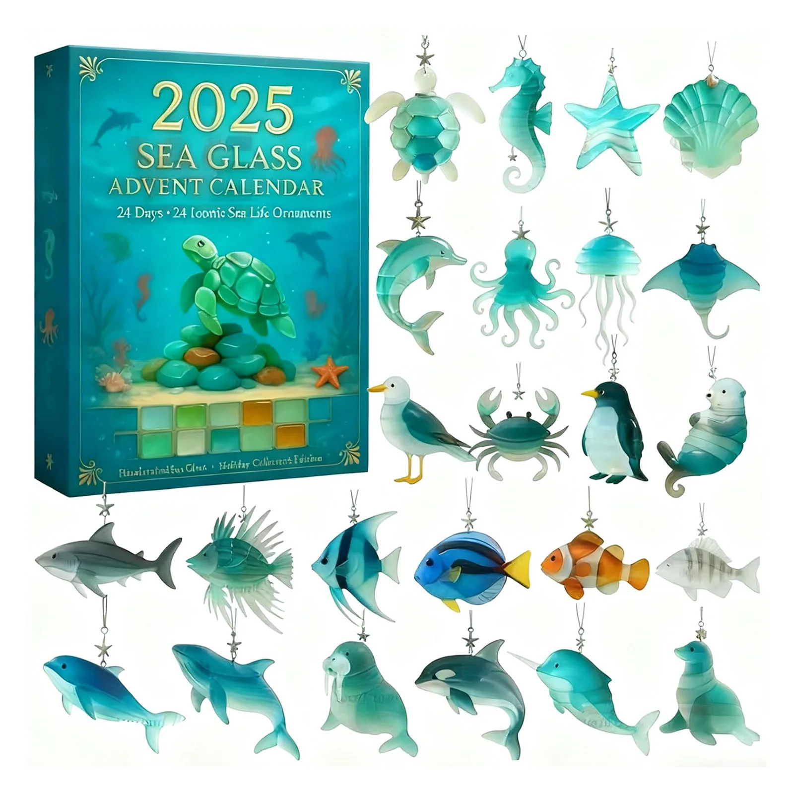 Classroom Timers Quiet Sea Glass Advent Calendar · Ocean Advent Calendar，containing 24 Digital Countdown Timer with Remote