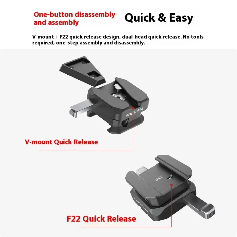 FALCAM F22 سريع الإصدار دوار على شكل حرف V - لوحة تثبيت للبث المباشر وإطلاق النار جزء تركيب البطارية ملحق عالمي للبطارية #2