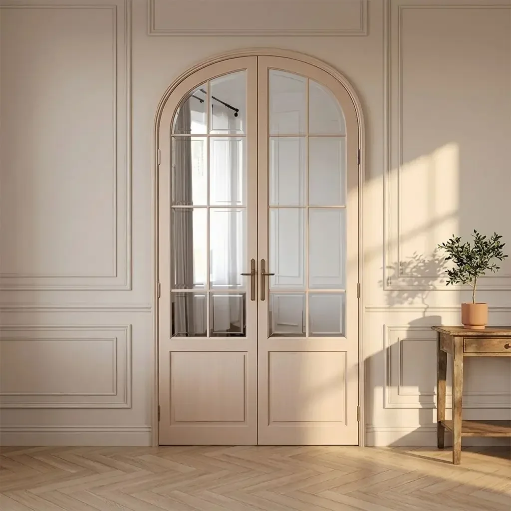 *&F Design Household Aluminum Arched Glass French Door Fashion French Double Door Long Lasting and Durable French Hinged Door
