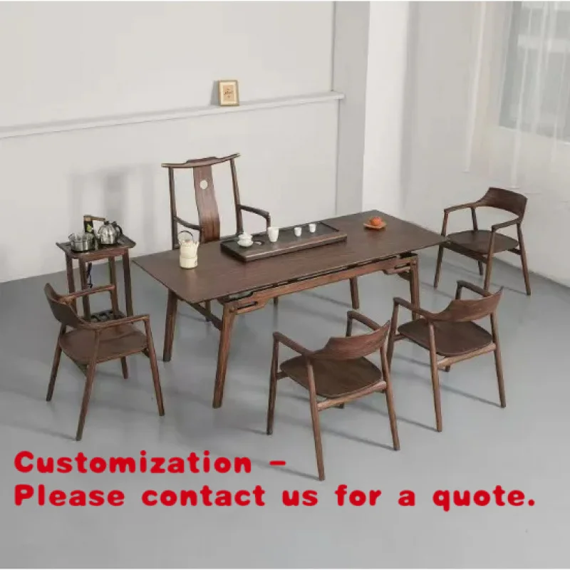 

custom.Solid Wood Large Board Tea Table Style Dining Table and Chairs Modern Simplicity Living Room Home Use High-end Fe