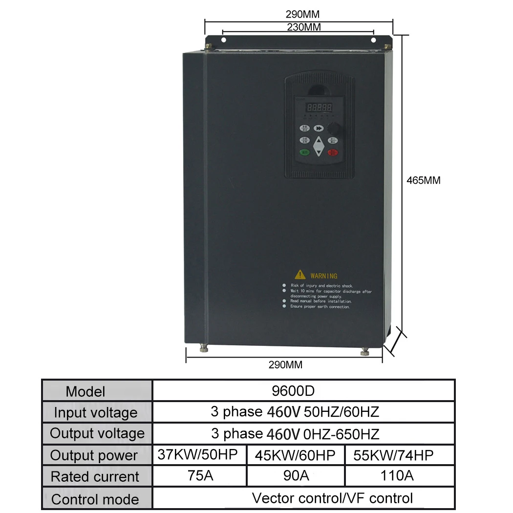 37-110KW 3P Variable Frequency Drive Converter Inverter 460V Vector Motor Speed Controller 3P Input to 3P Output for Industrial