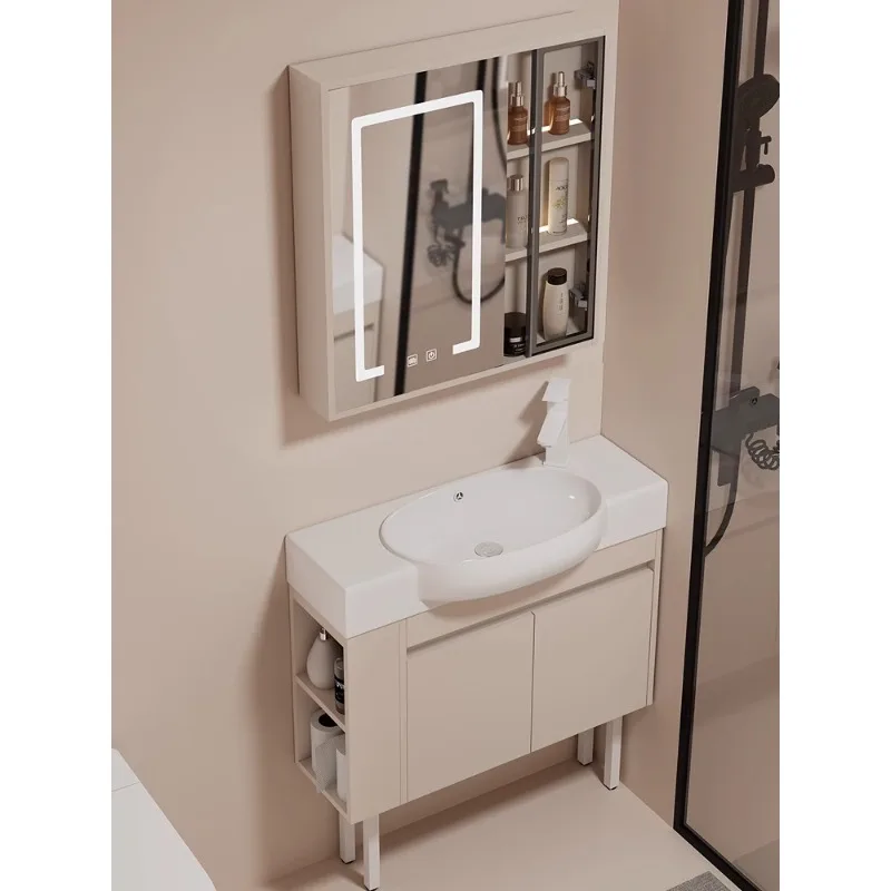 Ceramic Wash Basin for Small Apartment, Solid Wood, Bathroom Cabinet Combination, Intelligent Floor Toilet