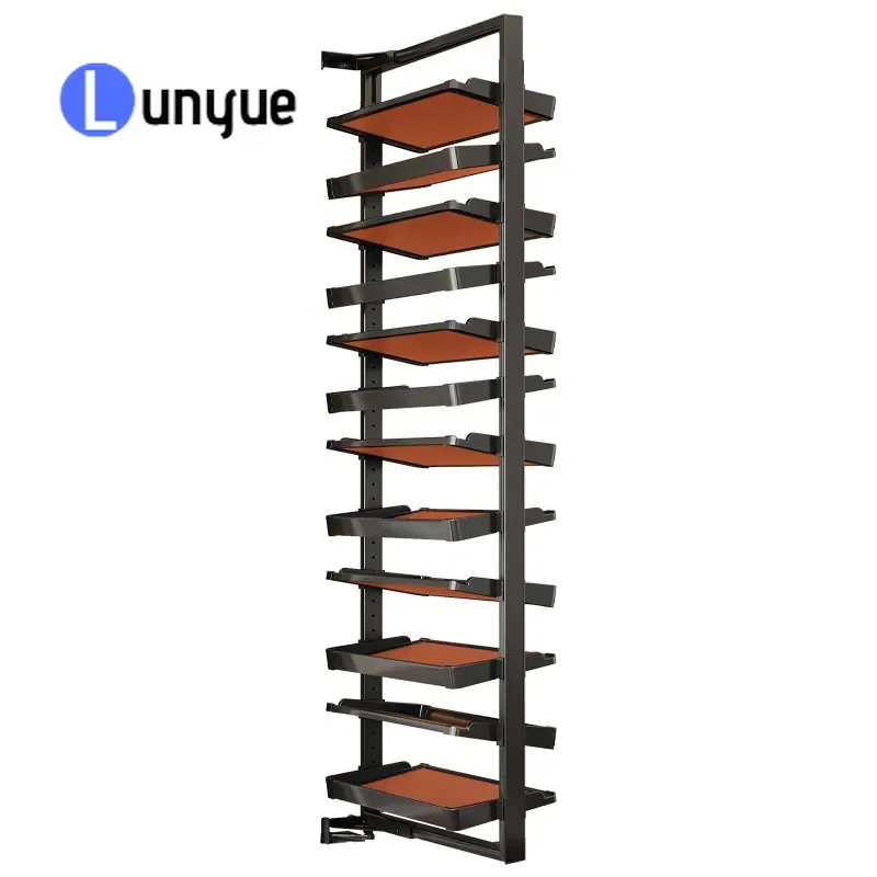 90 Degree Side Mounted Rotating Shoe Rack Large Capacity Corner Flip Cabinet Cloakroom Storage Household Furniture Space