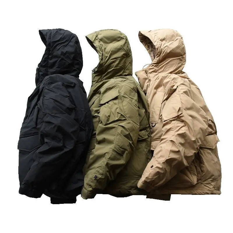 Multi Pocket Workwear Cotton Jacket, Japanese Casual Loose Warm Coat, Outdoor Riding, Trekking, Camping Cargo Clothes