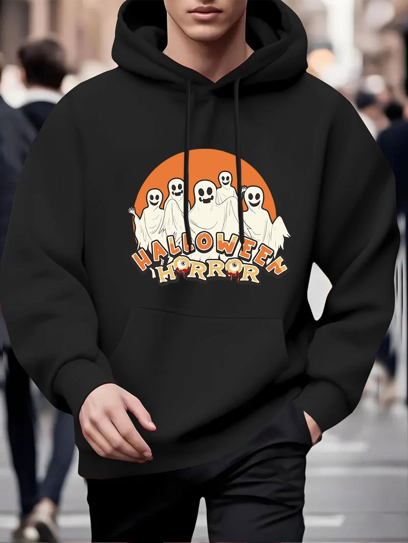 

Мужская сверхпрочная толстовка с капюшоном — серый/черный, передний карман, стандартный крой, зимние тренировки, осень-зима