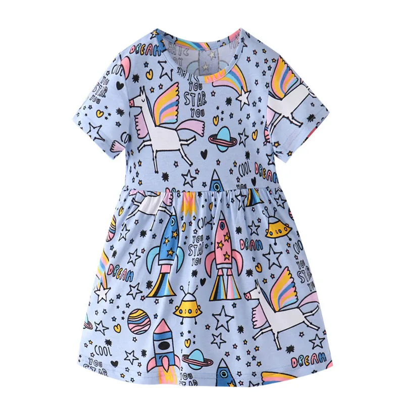 Jumping Meters 2T-7T Princess Girls Dresses Clothes Birthdays Frocks Hot Selling Baby Clothing Short Sleeve Summer Kids Wear