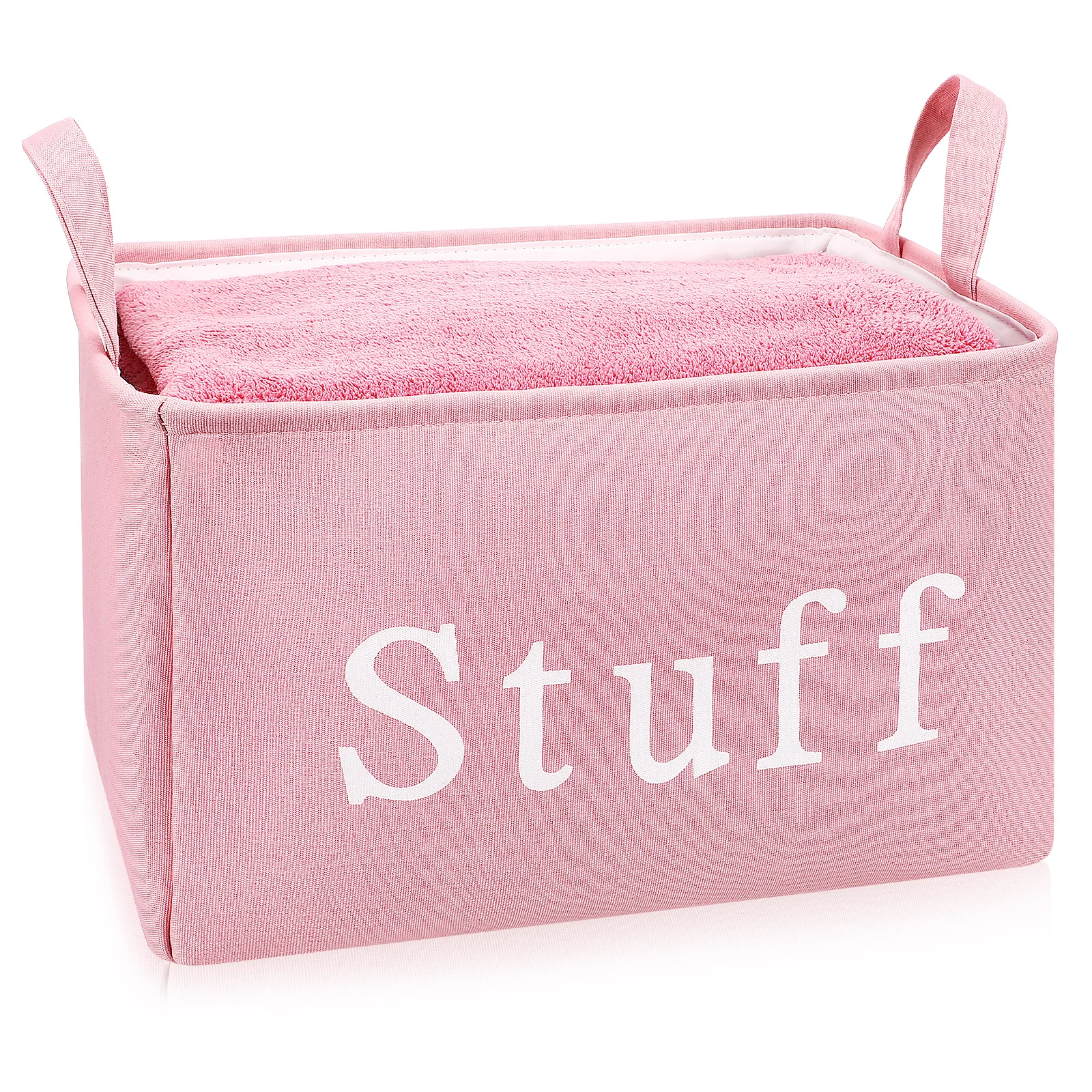 

Fabric Storage Basket Large Capacity Sturdy Handles Shelf Closet Organizer Cloth Box Snack Container Pantry Home Sundries