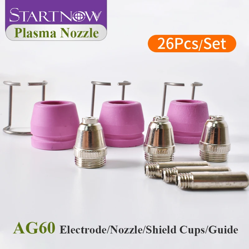 Startnow AG60 26pcs Nozzle Electrode Shield Cups Plasma Kit with Pilot Guide WSD60 SG55 Plasma Cutting Consumables
